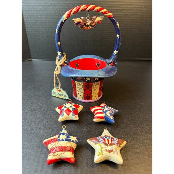 Jim Shore Star Spangled Splendor Patriotic Basket Stars Eagle No Box *READ - Picture 1 of 12